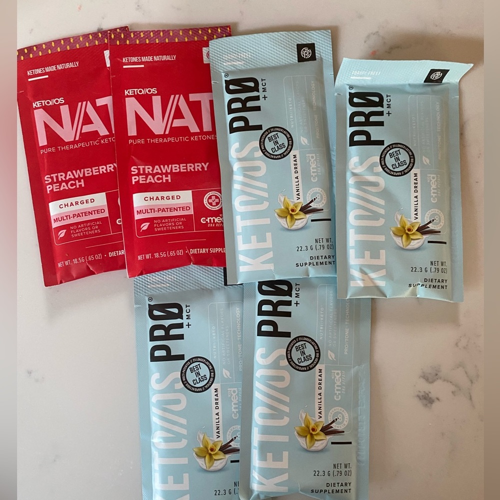 Pruvit - KETONES  - 
3 KETO OS vanilla dream
2 strawberry peach
5 Naranja